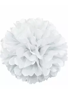 Bílý papírový pompom 40 cm