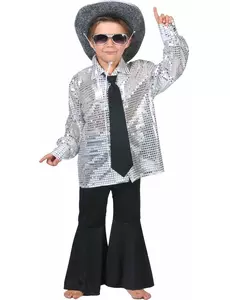 Stříbrná disco košile pro chlapce, Velikost: 10-12 let (140 cm)