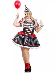 Sexy černo-bílý harlekýn kostým pro ženy plus size, Velikost: X-Large/XX-Large (48-52)