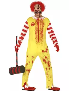 Červeno-žlutý zombie klaun kostým pro dospělé