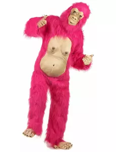 Růžový latexový kostým gorily pro dospělé