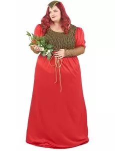 Červený středověký kostým pro ženy – plus size