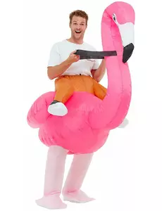 Velký růžový plameňák kostým pro dospělé