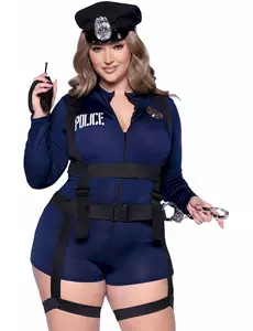 Deluxe sexy policistka kostým pro ženy – plus size, Velikost: X-Large/XX-Large (48-52)
