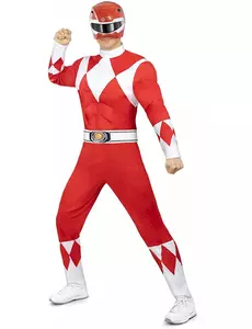Červený Power Ranger kostým pro dospělé, Velikost: Large