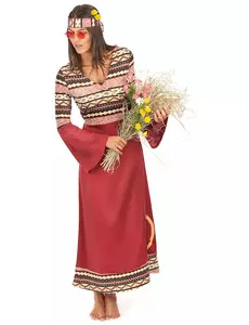 Bordó hippie kostým pro ženy, Velikost: Medium