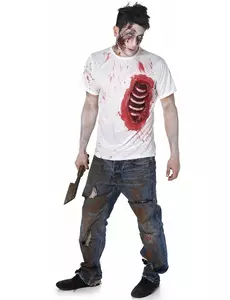 Latexový zombie kostým s žebry pro muže, Velikost: Medium
