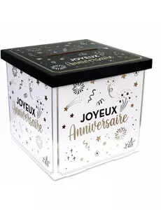 Bílá, zlatá a černá kartonová volební urna Happy Birthday
