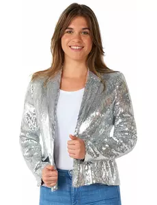 Dámské stříbrné flitrové sako Suitmeister, Velikost: Small (EU 38-40)