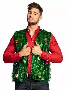 Zelené vánoční sako s koulemi pro dospělé