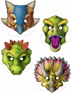 4 kartonové dinosauří masky