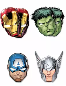 6 kartonových masek Avengers Mighty
