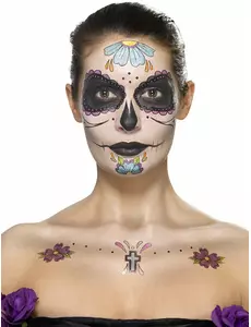 Modrá květinová sada líčení pro ženy, Day of the Dead