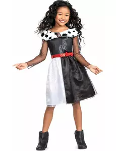 Klasický kostým Cruella pro dívky, Velikost: 7-8 let (124 - 136 cm)