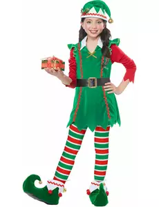 Luxusní vánoční elf kostým pro dívky, Velikost: 10-12 let (148 cm)