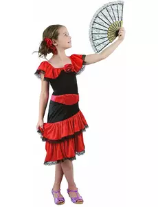 Flamenco kostým pro dívky, Velikost: 4-6 let (110-120 cm)