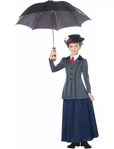 Luxusní kostým anglické chůvy pro dívky, Velikost: 10-12 let (148 cm)