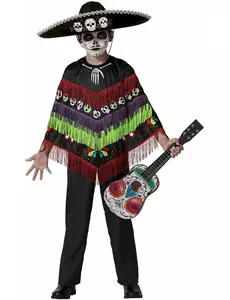 Dětský kostým Day of the Dead – kosterní pončo, Velikost: 3-4 let (98-115 cm)