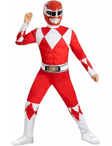 Červený Power Ranger svalový kostým pro děti, Velikost: 7-9 let