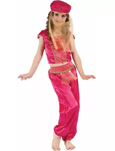 Růžovo-zlatý kostým orientální tanečnice pro dívky, Velikost: 4-6 let (110-120 cm)