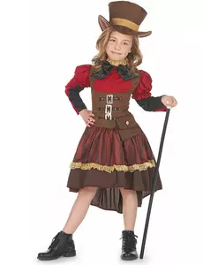 Luxusní steampunkový kostým pro dívky, Velikost: 7-9 let (120-130 cm)