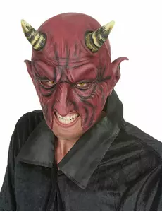 Latexová polomaska rohatého démona pro dospělé Halloween