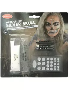 Sexy stříbrná sada make-upu kostry pro dospělé