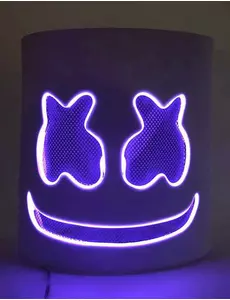 Fialová LED marshmallow DJ maska pro dospělé