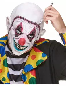 Latexová maska klaun s sešitými ústy (lebka) pro dospělé