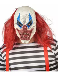 Latexová maska klauna červená/bílá pro dospělé