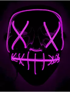 LED maska svítící fuchsiová pro dospělé