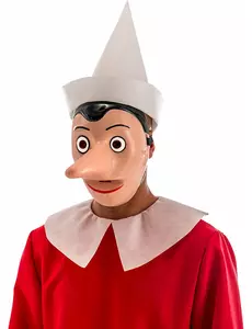 Plastová maska Pinocchio s odnímatelným nosem pro dospělé
