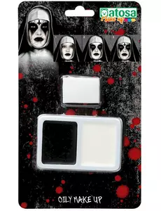 Černo-bílá halloweenská paleta make-upu