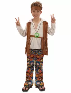 Hnědý hippie kostým pro chlapce, Velikost: 4-6 let (110-120 cm)