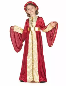 Středověký kostým královny pro dívku, Velikost: 7-9 let (120-130 cm)