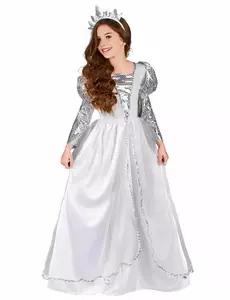 Princeznovský kostým se závojem pro dívky, Velikost: 7-9 let (120-130 cm)
