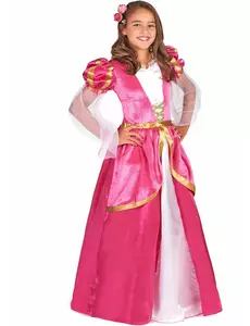 Růžový středověký kostým princezny pro dívky, Velikost: 4-6 let (110-120 cm)