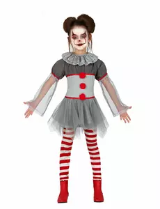 Psychopatický klaunský kostým pro dívky s legínami, Velikost: 5-6 let (110-115 cm)