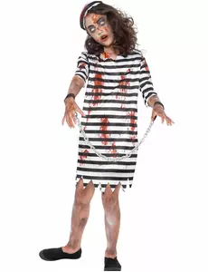 Zombie dívka – kostým spoutané vězeňkyně, Velikost: 7-9 let (130/143 cm)
