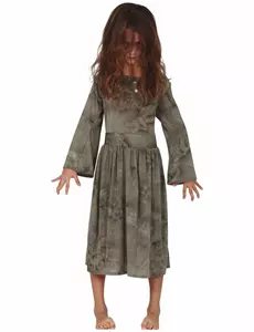 Šedý kostým ducha pro dívky, Velikost: 10-12 let (142-148 cm)