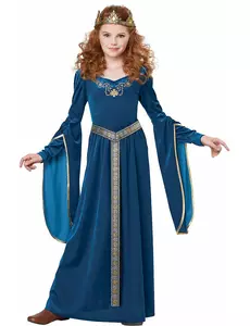 Luxusní sametový středověký princeznovský kostým pro dívky, Velikost: 6-8 let (134 cm)