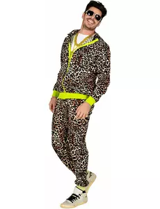 Kostým teplákové soupravy 80s leopard pro dospělé, Velikost: Medium