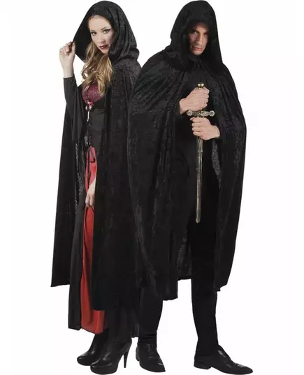 Černý plášť se sametovým vzhledem 170 cm pro dospělé Halloween