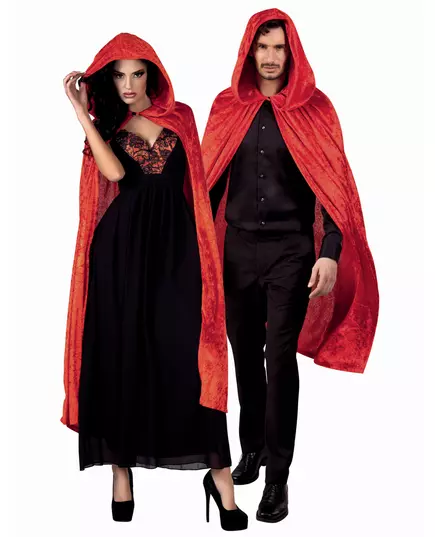Červený plášť se sametovým vzhledem 120 cm pro dospělé Halloween