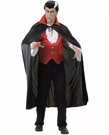 Upírský plášť s červeným límcem pro dospělé Halloween