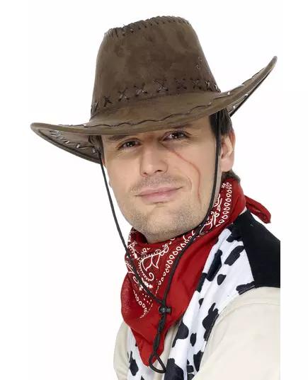 Hnědý semišový kovbojský klobouk pro dospělé