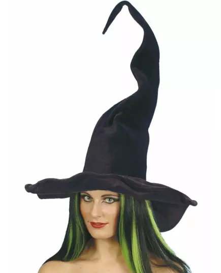 Černý sametový čarodějnický klobouk pro ženy Halloween