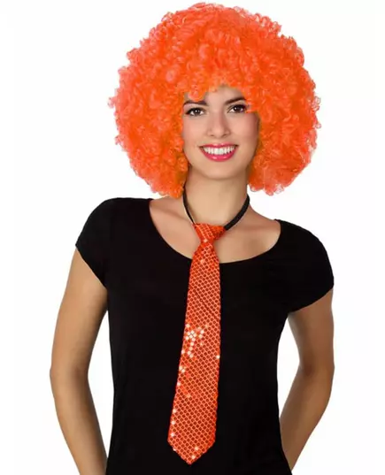 Oranžová flitrovaná kravata pro dospělé
