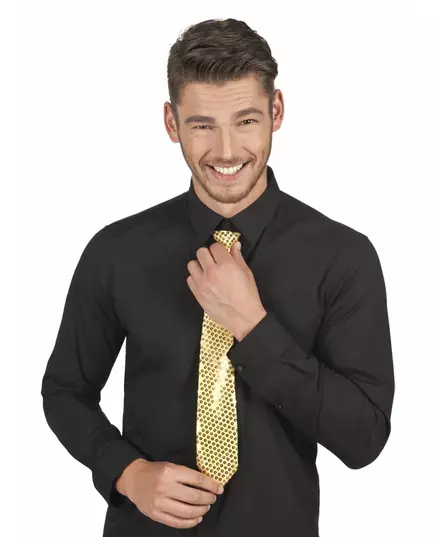 Zlatá flitrovaná kravata pro dospělé