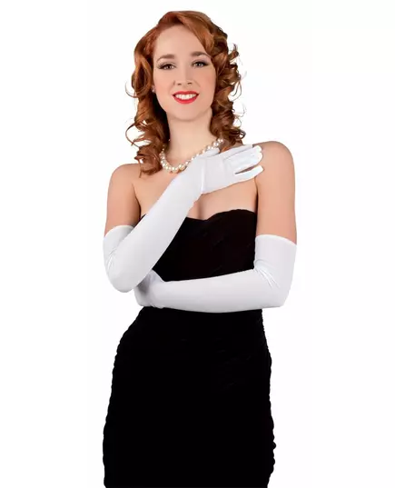 Dlouhé bílé rukavice pro dospělé, 60 cm